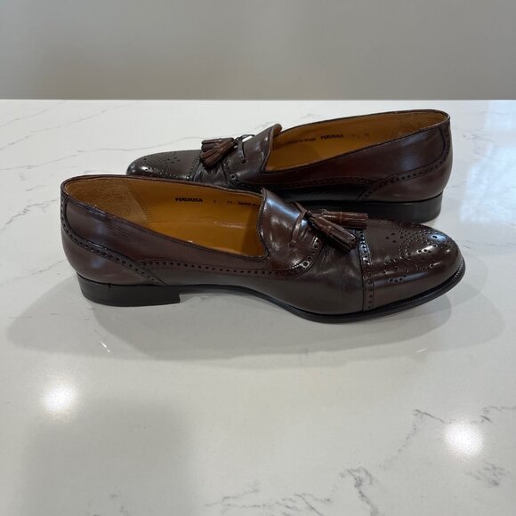 Mezlan Men\'s Havana Brown Leather Wintip Tassel Loafer Size 9.5 Made in Spain